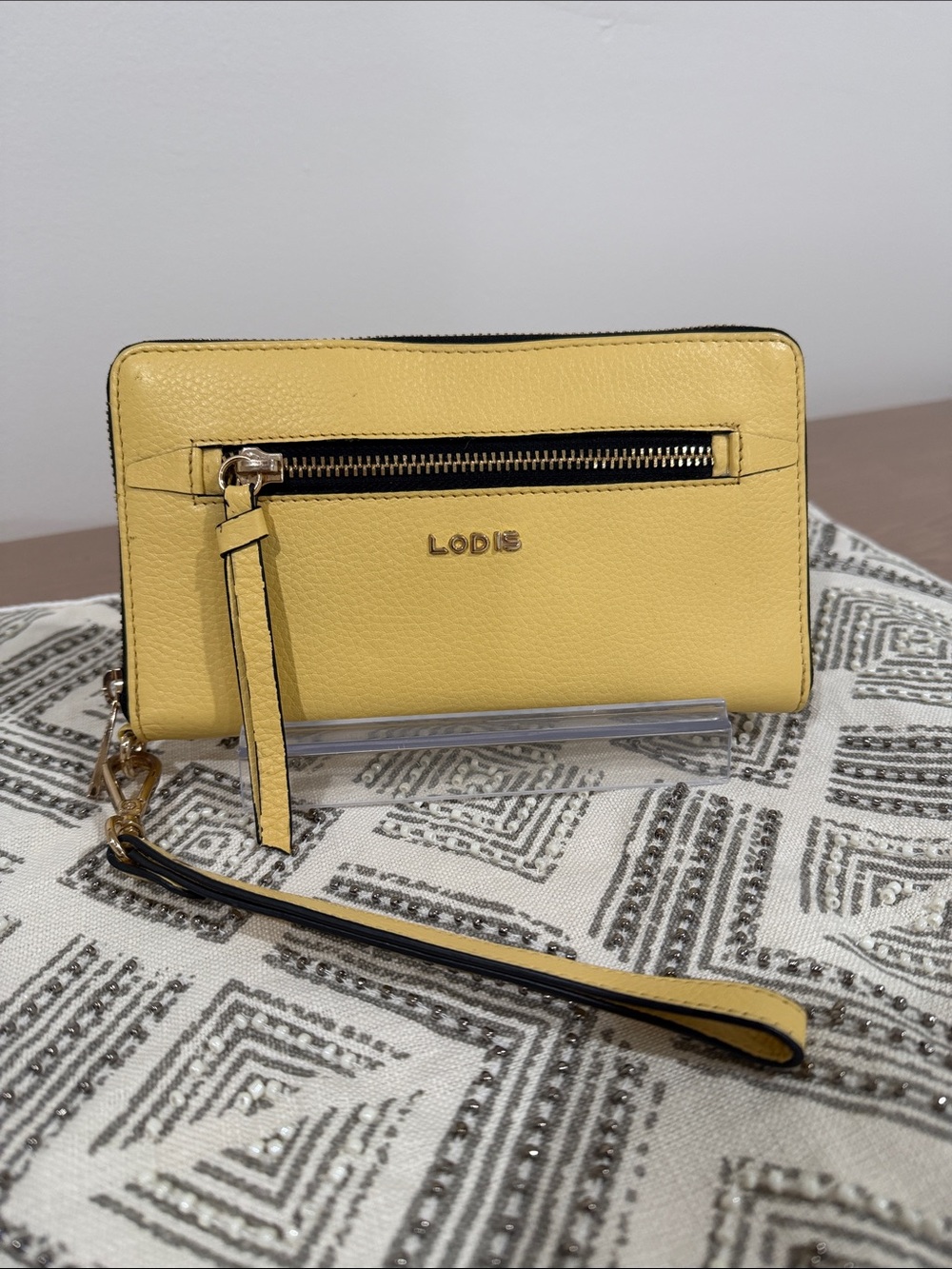 Lodis Ellie Yellow Leather Wristlet Wallet with RFID Protection